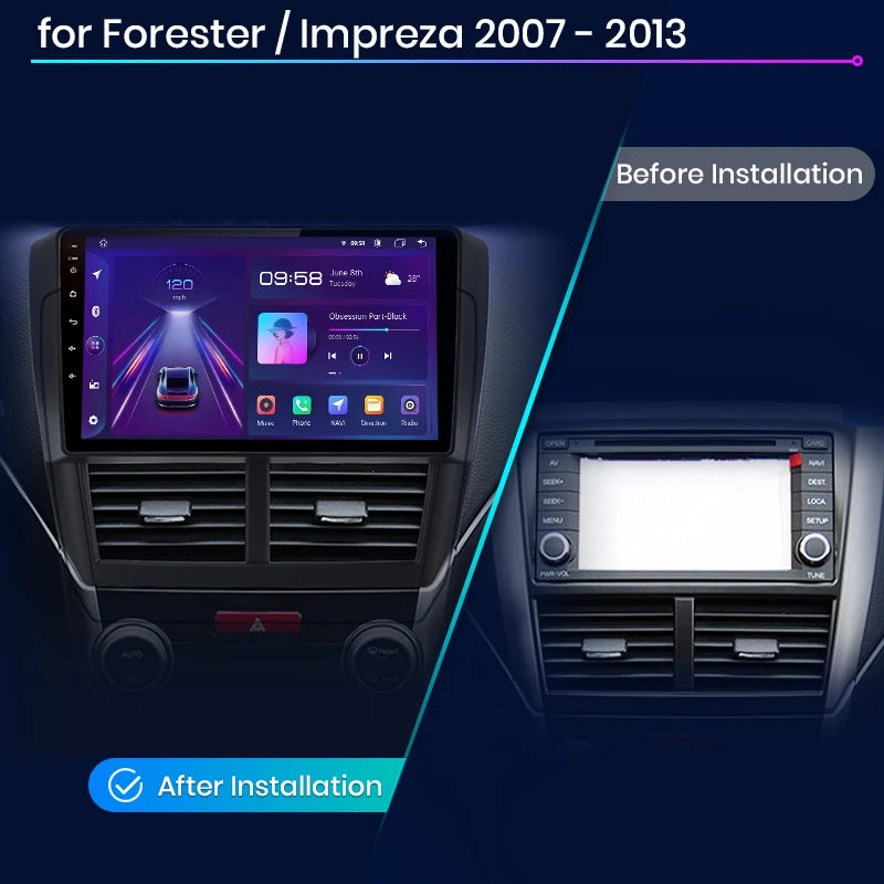 Junsun V1pro AI Voice 2din Android Auto Radio for Subaru Forester 3 SH Impreza 2007-2013 Carplay 4G Car Multimedia GPS autoradio