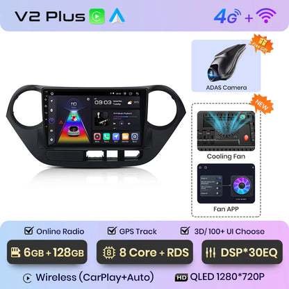 Junsun V1pro AI Voice 2 DIN Android Auto Radio para Hyundai Grand I10 2013-2016 Carplay 4G Car Multimedia GPS 2 DIN Autoradio 