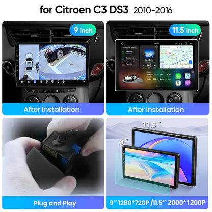 Junsun Wireless CarPlay Car Radio For Citroen C3 DS3 2010 2011 2012-2016 Android Multimedia