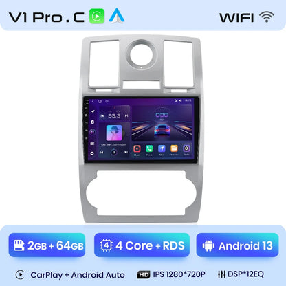 Radio Junsun para Chrysler 300C Aspen 2004-2008 con CarPlay inalámbrico, Android Auto, sistema inteligente para coche, 2 DIN, DVD. 