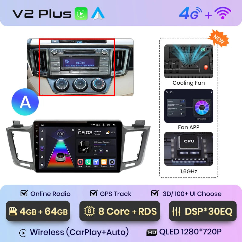 Junsun V1pro AI Voice 2 din Android Auto Radio for Toyota RAV4 RAV 4 2012 - 2018 Carplay 4G Car Multimedia GPS 2din autoradio