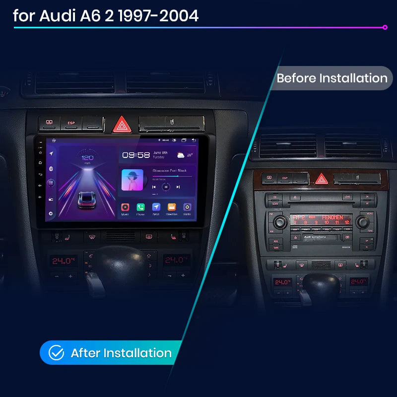 Junsun V1 AI Voice Wireless CarPlay Android Auto Radio For Audi A6 C5 1997-2004 S6 RS6 4G Car Multimedia GPS 2din autoradio