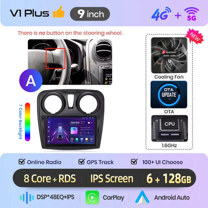 Junsun Wireless CarPlay Car Radio For Renault Logan 2 Sandero 2014 2015 2016-2019 Android Multimedia