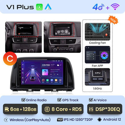 Junsun V1pro AI Voice 2 DIN Android Auto Radio para Mazda CX-5 2012-2015 Carplay 4G Car Multimedia GPS 2 DIN Autoradio 