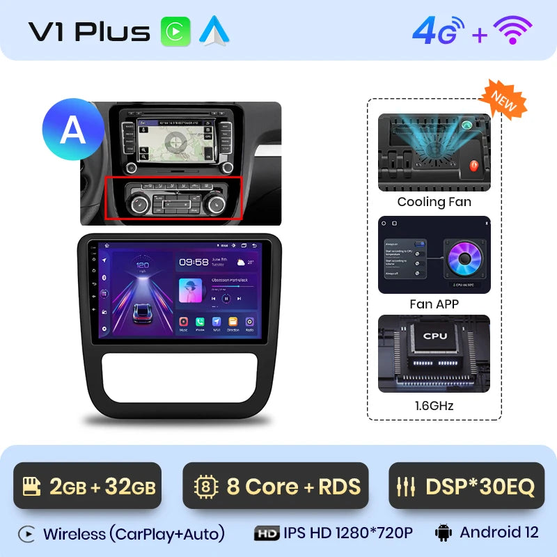 Junsun V1pro AI Voice 2 din Android Auto Radio For VW Volkswagen Scirocco 2008-2013 Carplay 4G Car Multimedia GPS 2din autoradio