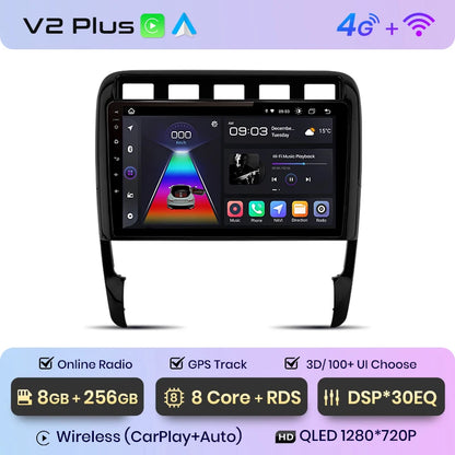 Junsun V1 AI Voice - Radio inalámbrica CarPlay Android para Porsche Cayenne 1 9PA 2002-2010, 4G, GPS, 2DIN 