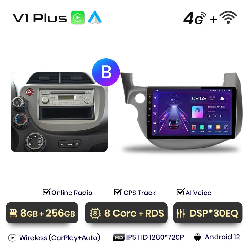Junsun V1pro Android 10 AI Voice 4G Carplay RDS Car Radio Multimedia GPS For HONDA FIT JAZZ 2007-2013 2din autoradio bluetooth