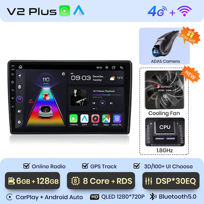 Radio Junsun V1 Plus para Skoda Fabia 2 2007-2014 con CarPlay inalámbrico, Android Auto, sistema inteligente para coche, 2 DIN, DVD. 