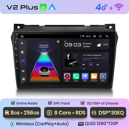 Radio Junsun CarPlay inalámbrica Android Auto para Suzuki Alto 2009-2016 con sistema inteligente RDS, Bluetooth, WiFi, 2 DIN 