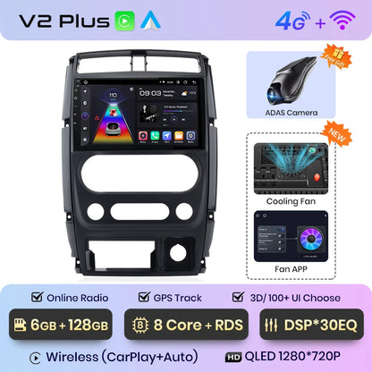 Junsun V1pro AI Voice - Radio para coche, reproductor multimedia Android Auto para Suzuki Jimny 3 2005-2019, Carplay 4G RDS 2DIN, GPS, autorradio 