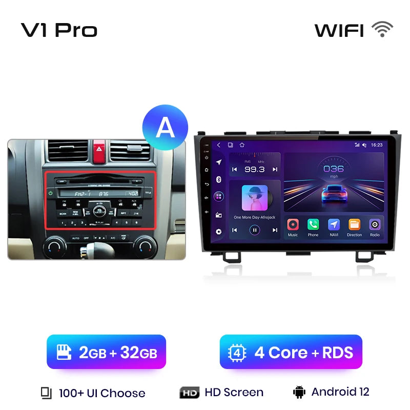 Radio de coche Junsun V1 con CarPlay inalámbrico y Android Auto para Honda CR-V 3 RE CRV 2007-2011, GPS, sistemas inteligentes para coche, autorradio inteligente. 