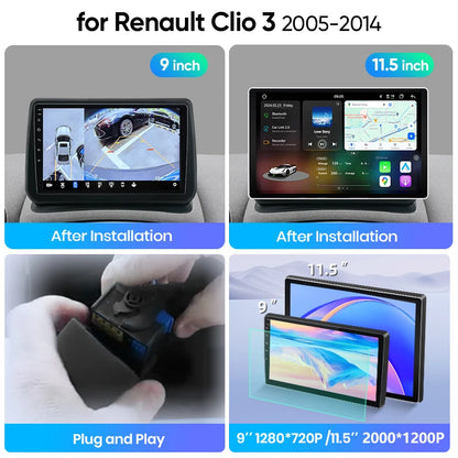 Junsun Wireless CarPlay Car Radio For Renault Clio 3 2005 2006 2007-2014 Android Multimedia