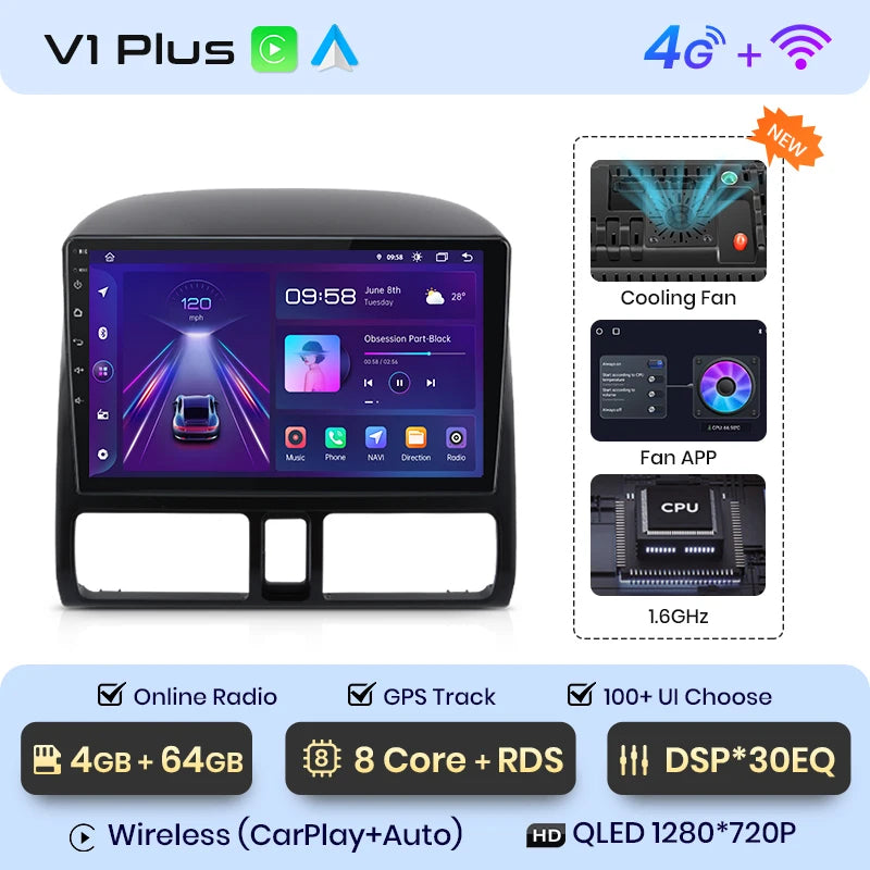 Junsun V1 pro AI Voice 2 din Android Auto Radio for Honda CR-V CRV 2 2001 - 2006 Car Radio Multimedia GPS Track Carplay 2din dvd