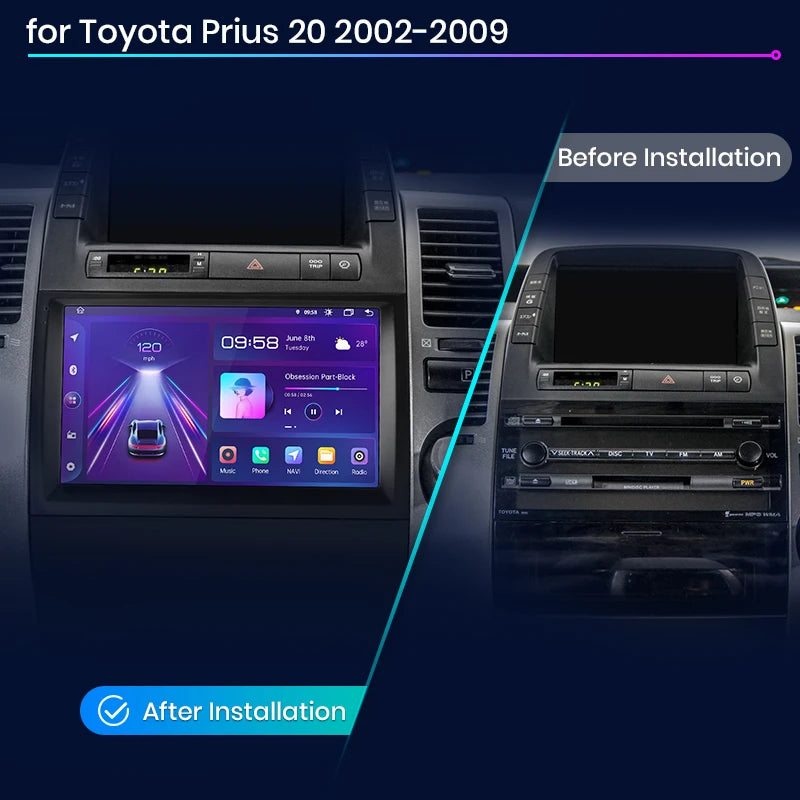Junsun V1pro AI Voice Android Auto Radio para Toyota Prius 20 2002-2009 Carplay Car Multimedia GPS 2DIN autorradio 