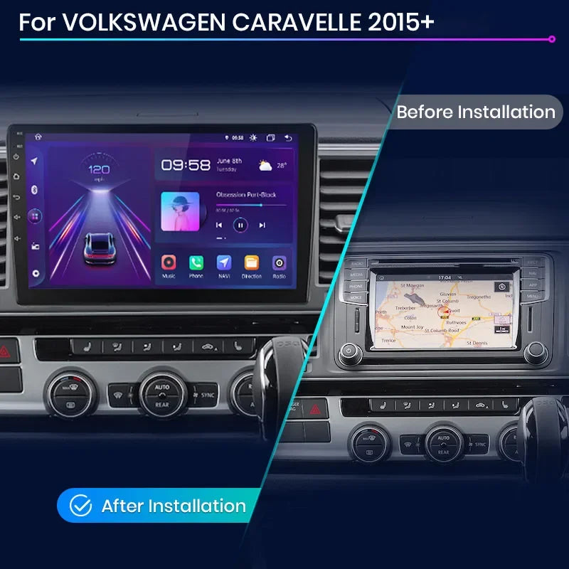 Junsun CarPlay inalámbrico Android Auto Radio para VOLKSWAGEN CARAVELLE 2015+ Sistemas inteligentes para coche RDS BT WiFi 2 DIN 
