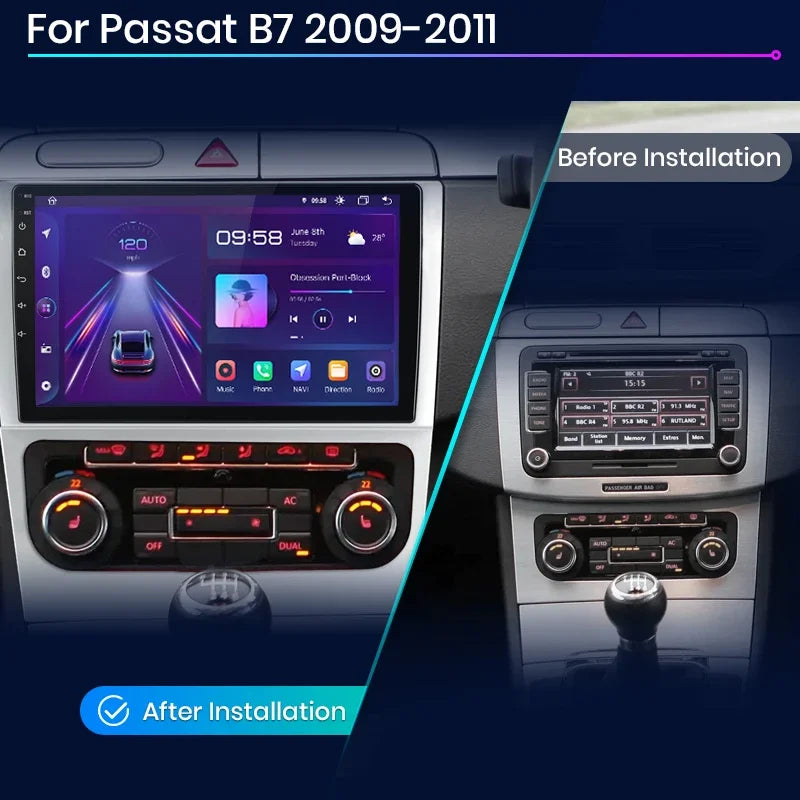 Junsun Wireless CarPlay Android Auto Car Radio Multimedia For Passat B7 2009-2011  GPS Intelligent Systems Smart Autoradio