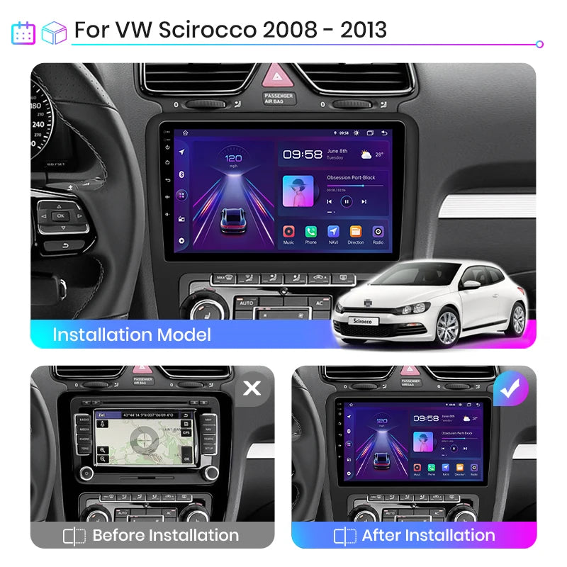 Junsun V1pro AI Voice 2 din Android Auto Radio For VW Volkswagen Scirocco 2008-2013 Carplay 4G Car Multimedia GPS 2din autoradio