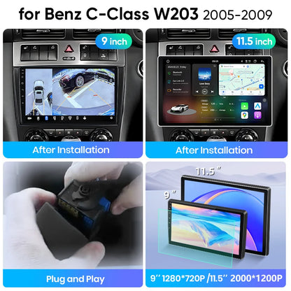 Junsun Wireless CarPlay Car Radio For Benz C-Class W203 2005 2006 2007-2009 Android Multimedia
