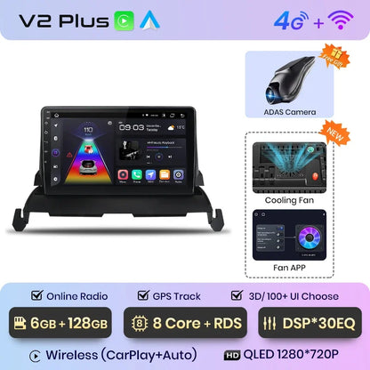 Radio Junsun CarPlay inalámbrica Android Auto para Dodge Journey 2009-2012 con sistema inteligente RDS, Bluetooth, WiFi, 2 DIN 