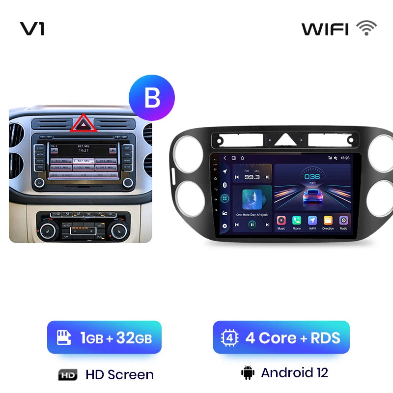 Junsun V1pro AI Voice 2 DIN Android Auto Radio para VW Volkswagen Tiguan 1 NF 2006-2016 Carplay Car Multimedia GPS 2 DIN autorradio 