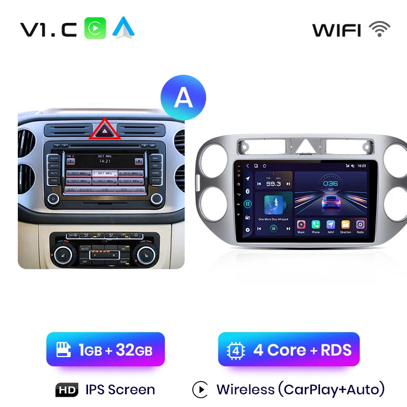 Junsun V1pro AI Voice 2 DIN Android Auto Radio para VW Volkswagen Tiguan 1 NF 2006-2016 Carplay Car Multimedia GPS 2 DIN autorradio 