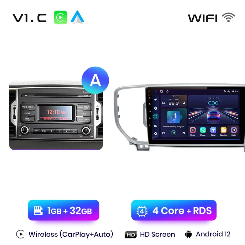 Junsun V1 AI Voice Wireless CarPlay Android Auto Radio For Kia Sportage 4 QL 2016 - 2018 4G Car Multimedia GPS 2din autoradio
