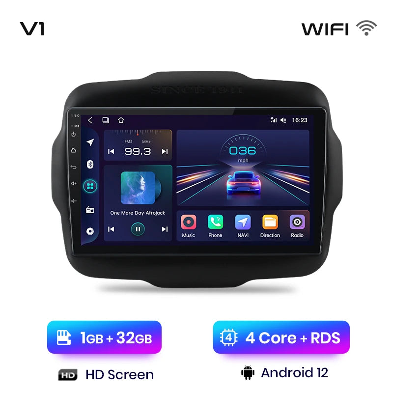 Junsun V1 AI Voice - Radio inalámbrica CarPlay Android para Jeep Renegade 2016-2020, 4G, GPS, 2DIN 
