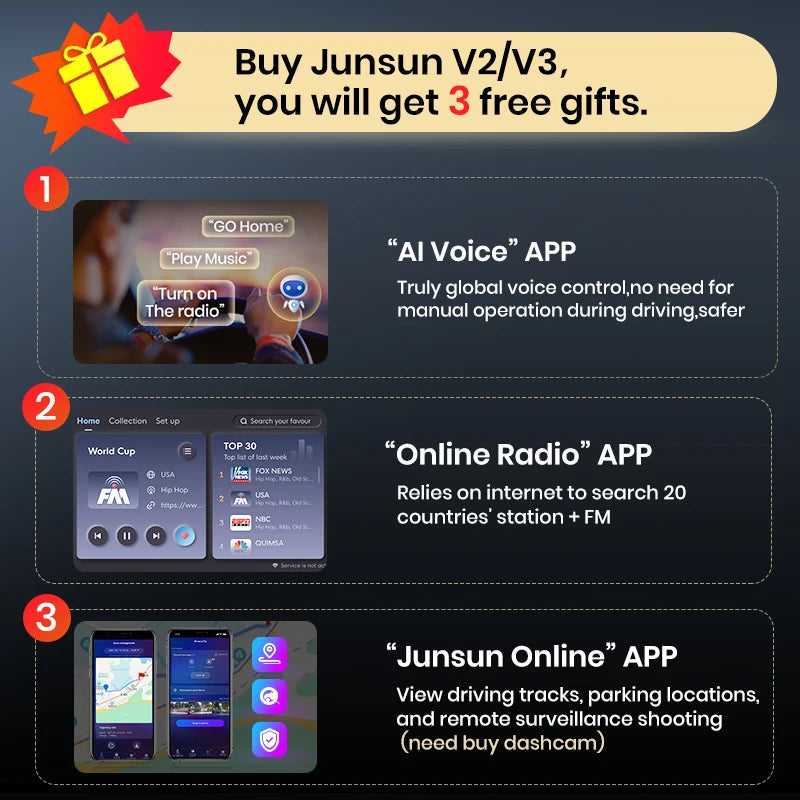 Junsun V3 Plus 2K CarPlay inalámbrico Android Auto Sistemas inteligentes para Toyota RAV4 RAV 4 2005 2006 2007 - 2013 Autoradio 