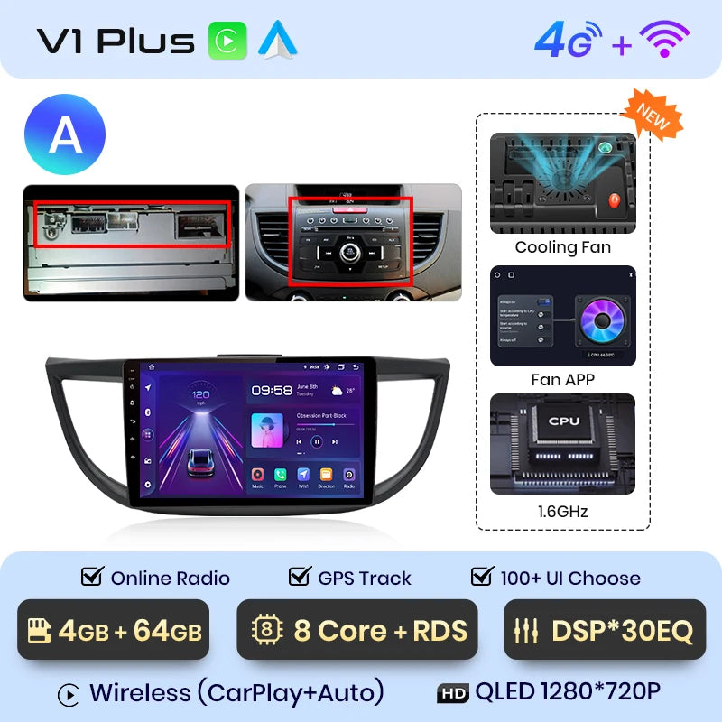 Junsun V1pro AI Voice 2 din Android Auto Radio For Honda CRV CR-V 2012-2016 Carplay Car Multimedia GPS 2din autoradio