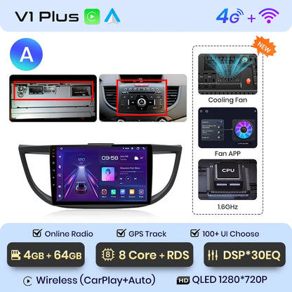 Junsun V1pro AI Voice 2 din Android Auto Radio para Honda CRV CR-V 2012-2016 Carplay coche Multimedia GPS 2din autoradio 