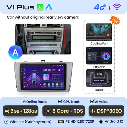 Radio Junsun V1 con CarPlay inalámbrico y Android Auto para Toyota Avensis T27 (2008-2015), GPS, sistemas inteligentes para coche, autorradio inteligente. 