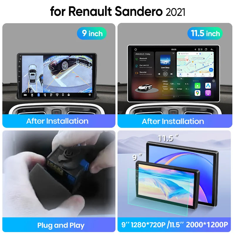 Junsun Wireless CarPlay Car Radio For Renault Sandero 2021 Android Multimedia