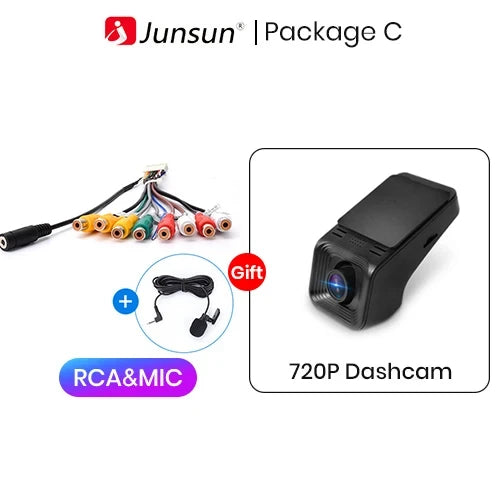 Cable adaptador de entrada auxiliar con salida RCA para radio estéreo de coche Junsun con micrófono, accesorios para coche 
