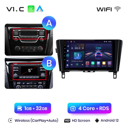 Junsun V1 - Radio inalámbrica con CarPlay y Android para Nissan Qashqai J11 X-Trail 3 T32 (2013-2017), GPS, 2DIN 