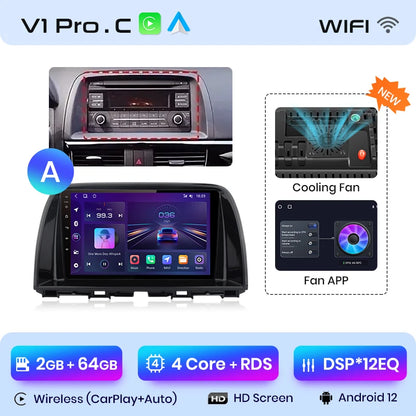 Junsun V1pro AI Voice 2 DIN Android Auto Radio para Mazda CX-5 2012-2015 Carplay 4G Car Multimedia GPS 2 DIN Autoradio 
