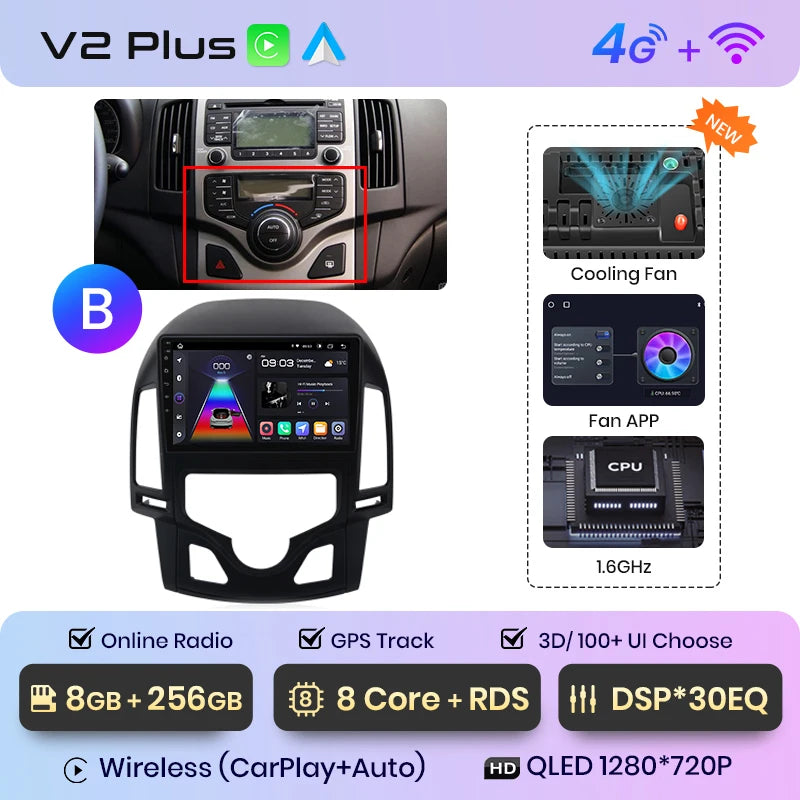 Junsun V1 AI Voice Wireless CarPlay Android Auto Radio For Hyundai I30 2006-2011 4G Car Multimedia GPS 2din autoradio