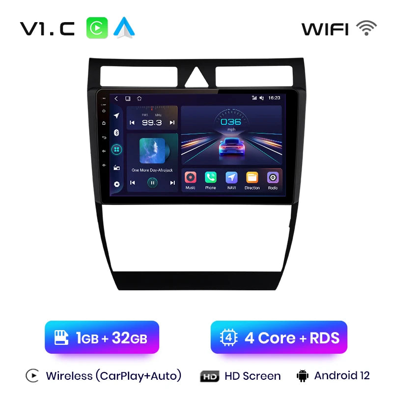Junsun V1 AI Voice Wireless CarPlay Android Auto Radio For Audi A6 C5 1997-2004 S6 RS6 4G Car Multimedia GPS 2din autoradio