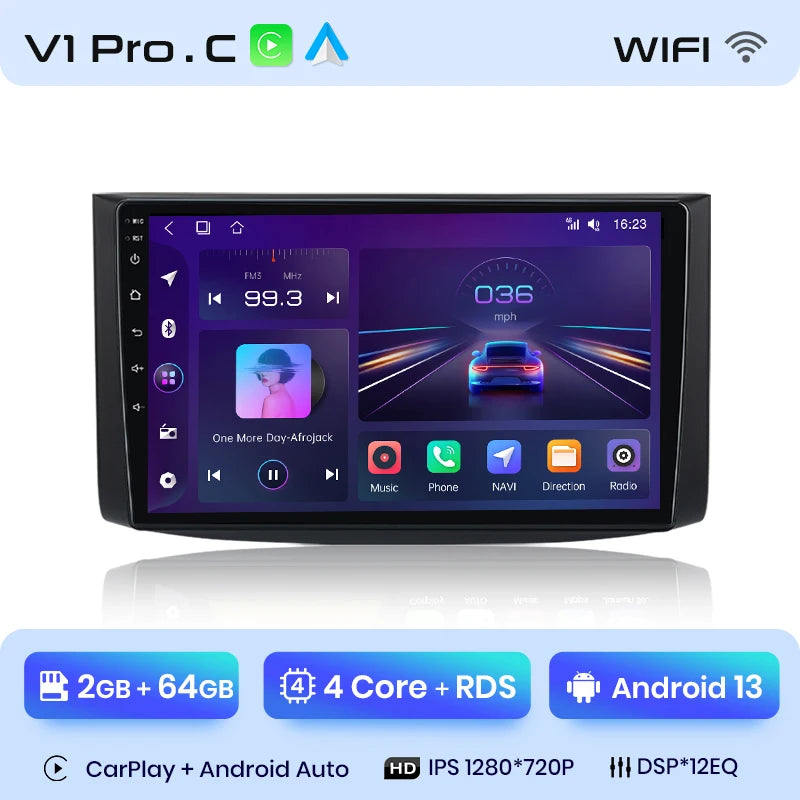 Radio Junsun V1 Plus para Chevrolet Aveo 2006-2012 con CarPlay inalámbrico, Android Auto, sistema inteligente, 2 DIN, DVD, 2 DIN. 