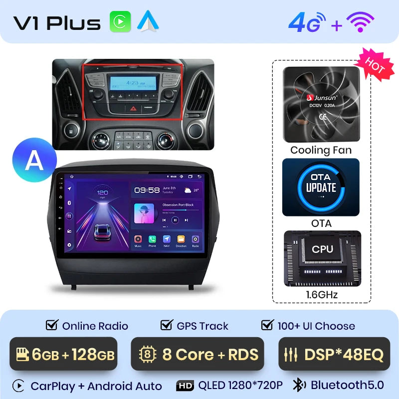 Junsun Car Radio For Hyundai Tucson 2 ix35 2009 - 2015 wireless CarPlay Android Auto car intelligent systems No 2 din 2din DVD