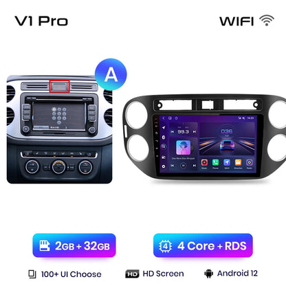 Junsun V1pro AI Voice 2 DIN Android Auto Radio para VW Volkswagen Tiguan 1 NF 2006-2016 Carplay Car Multimedia GPS 2 DIN autorradio 