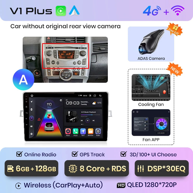 Junsun V1 AI Voice Wireless CarPlay Android Auto Radio for Toyota Verso R20 2009 - 2018 4G Car Multimedia GPS 2din autoradio