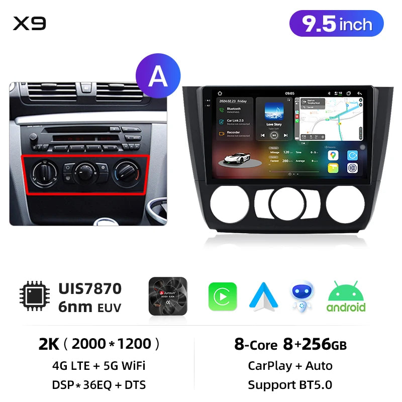 Junsun Wireless CarPlay Car Radio For BMW 1-Series 1 Series E87 E81 E82 E88 2004 2005-2011 Android Multimedia