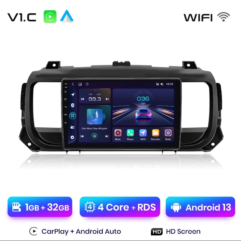 Radio Junsun para Peugeot Expert 3, Citroën Jumpy 3 SpaceTourer (2016-2021), inalámbrica, CarPlay, Android Auto, 2 DIN, DVD. 