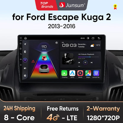 Junsun V1 pro 2 DIN Android Auto Radio para Ford Escape Kuga 2 C-MAX 2013-2016 Carplay 4G Car Multimedia GPS 2 DIN Autoradio 