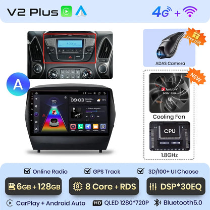 Radio Junsun para Hyundai Tucson 2 ix35 2009-2015 con CarPlay inalámbrico, Android Auto, sistema inteligente para coche, 2 DIN, DVD. 