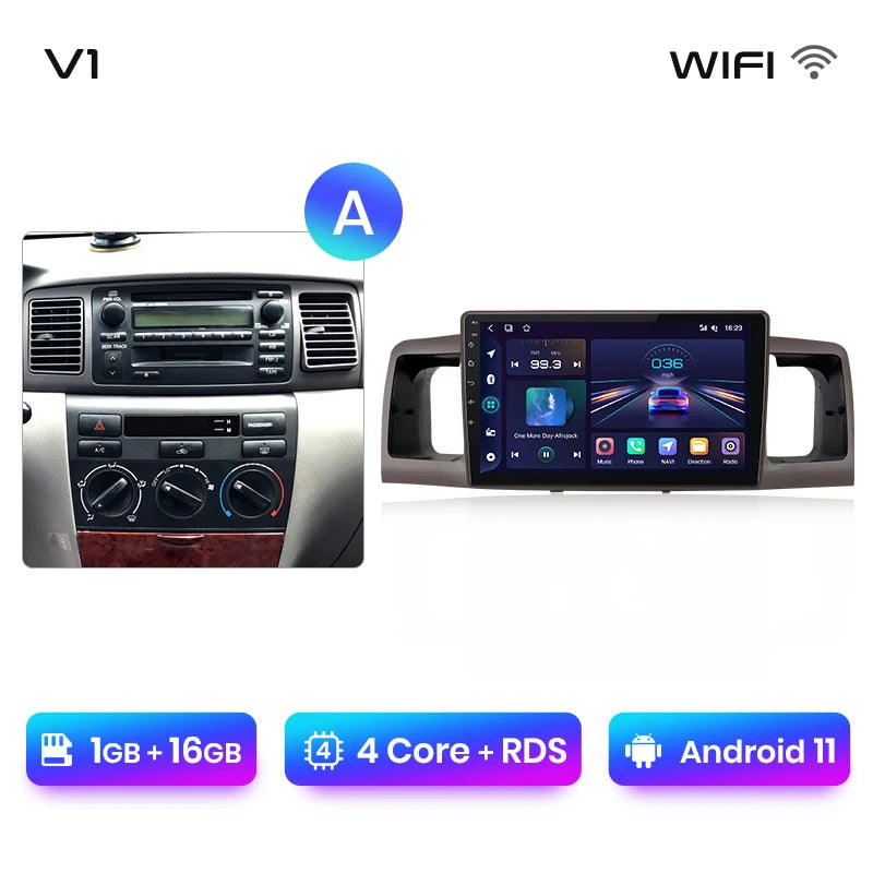Junsun V1pro AI Voice Android Auto Radio For Toyota Corolla E130 E120 2000-2004 Carplay 4G Car Multimedia GPS 2din autoradio