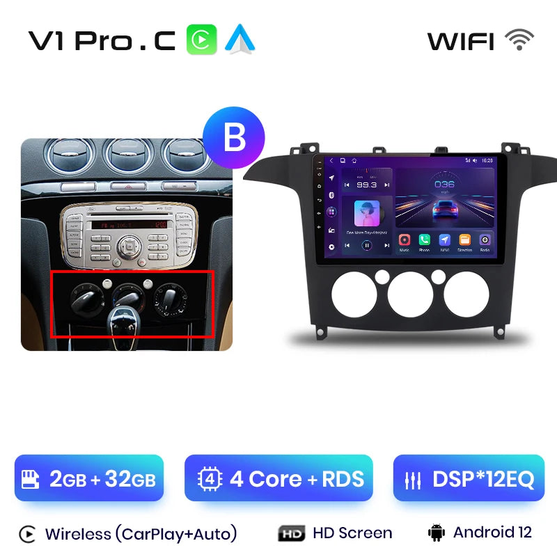 Junsun V1pro AI Stimme 2 din Android Auto Radio Für Ford S-Max S max 2007 - 2015 Carplay 4G Auto Multimedia GPS 2din autoradio 