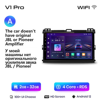 Junsun V1 Wireless CarPlay Android Auto Radio For Toyota Land Cruiser Prado 120 2004 - 2009 4G Car Multimedia GPS 2din autoradio
