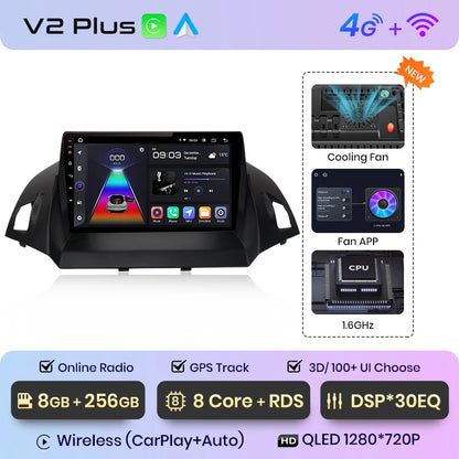 Junsun V1 pro 2 DIN Android Auto Radio para Ford Escape Kuga 2 C-MAX 2013-2016 Carplay 4G Car Multimedia GPS 2 DIN Autoradio 