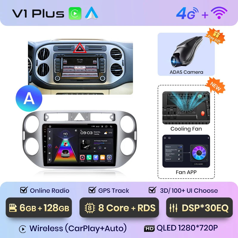 Junsun V1pro AI Voice 2 din Android Auto Radio For VW Volkswagen Tiguan 1 NF 2006-2016 Carplay Car Multimedia GPS 2din autoradio